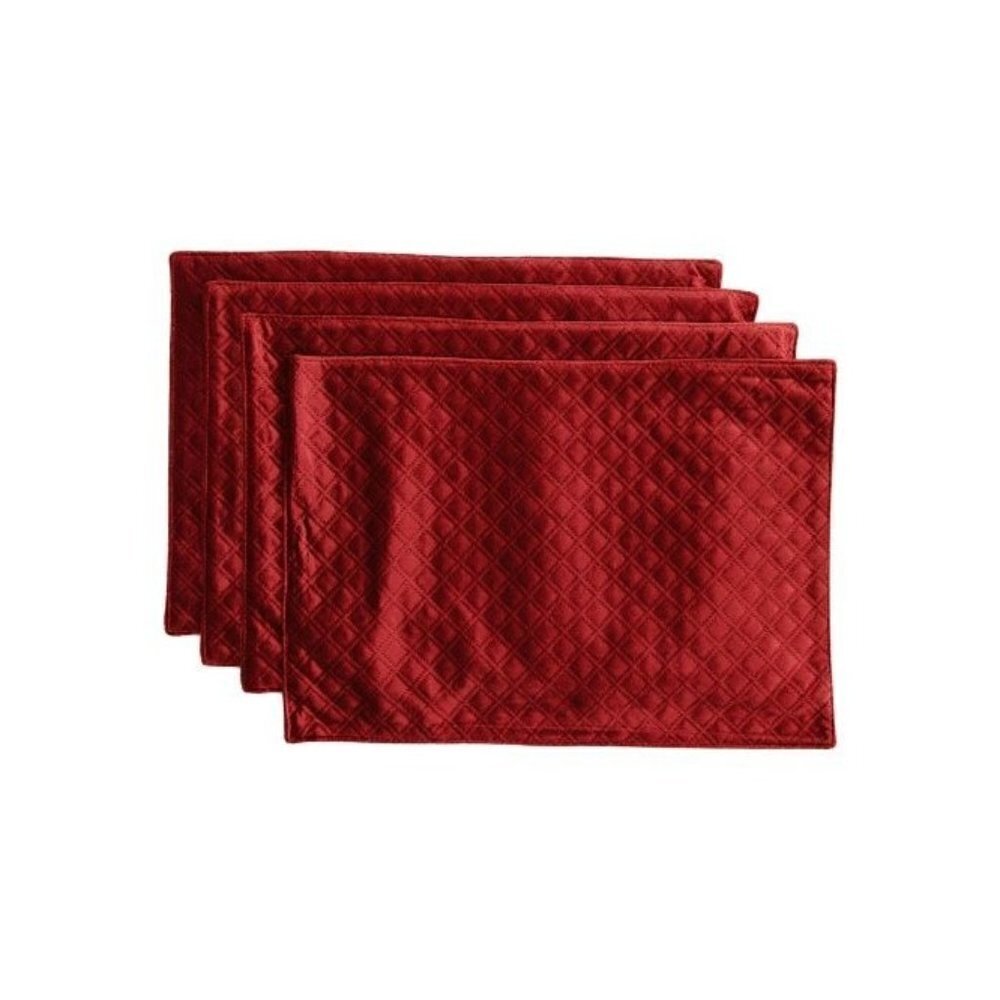 Galerie Home Set Of 4 Quilted Red Velvet Placemats Table Top